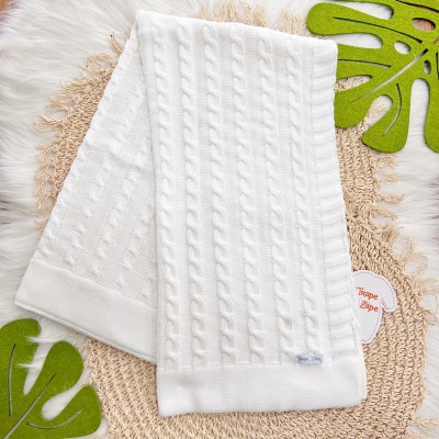 Manta de Linha Tranças - Branco